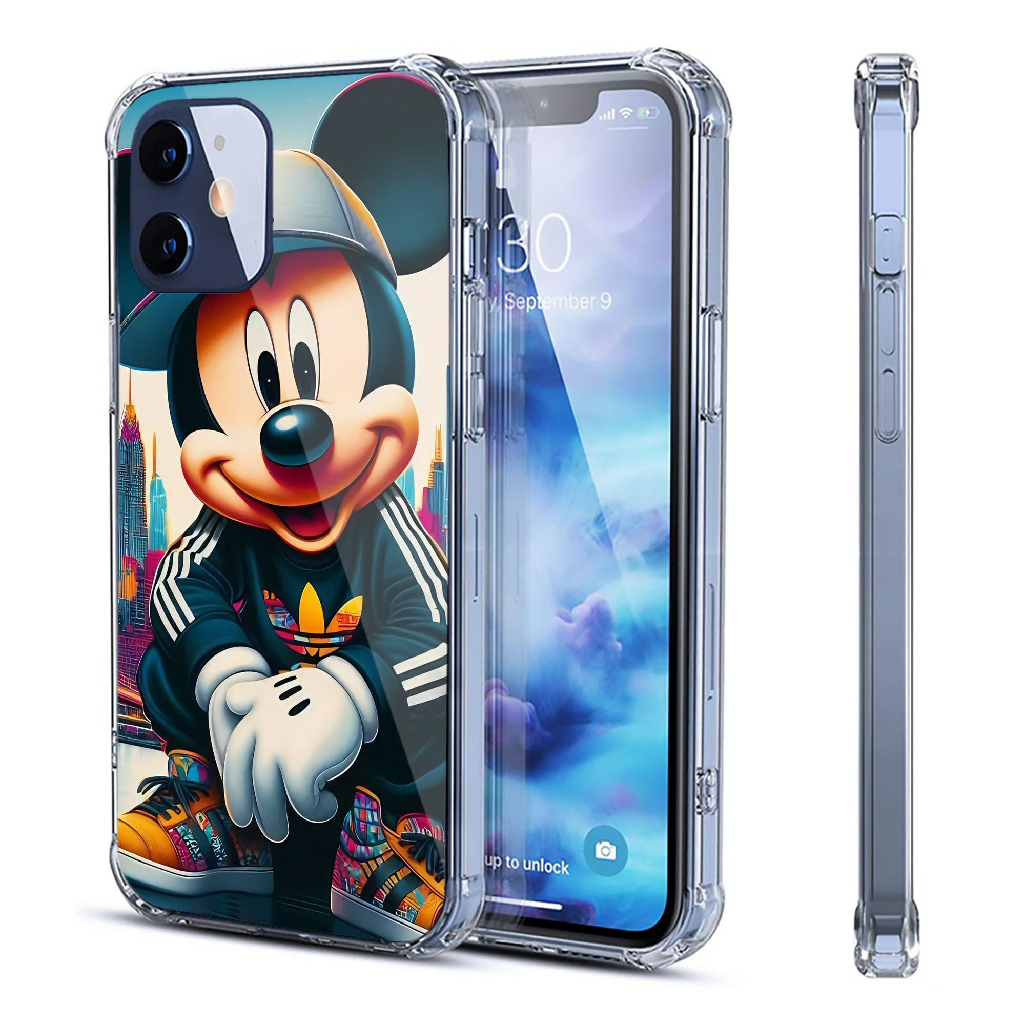 （画像用） ミッキーマウス Mickey Mouse 【iPhone 12シリーズ対応】透明スマホケース（クリアソフトケース）